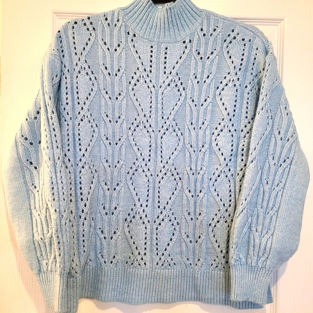 NWT LOFT Pointelle mock neck sweater